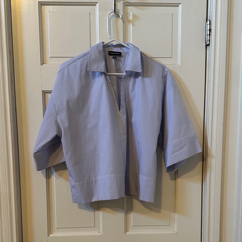 Elegant Blue Striped Button Down Shirt